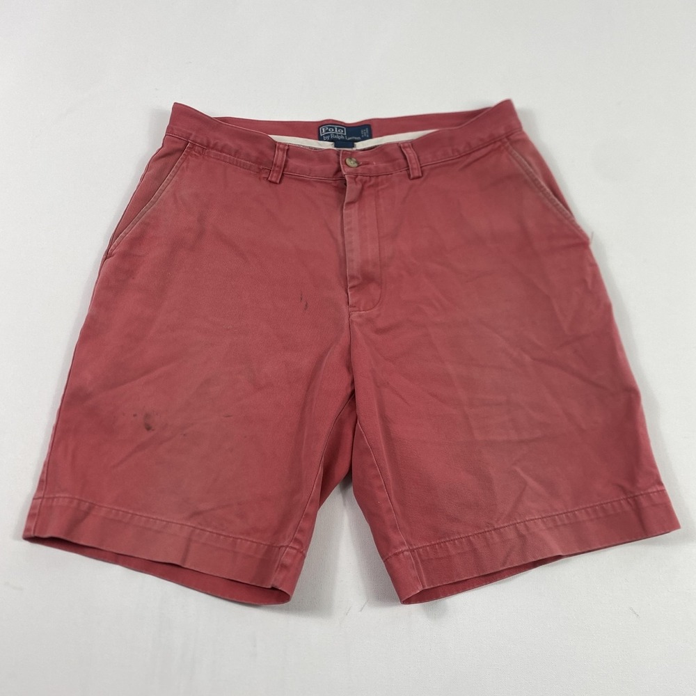 Polo Ralph‎ Lauren Shorts Mens 33 Red Chino Flat Front Cotton Casual Summer